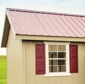 Metal Roof - 12x20 Painted Shed Shed Tan with Red Metal Roof