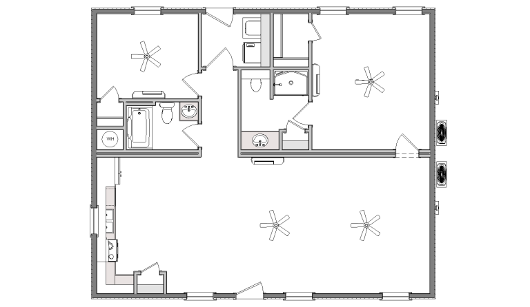 Moose creek log cabin floorplan 2B2B